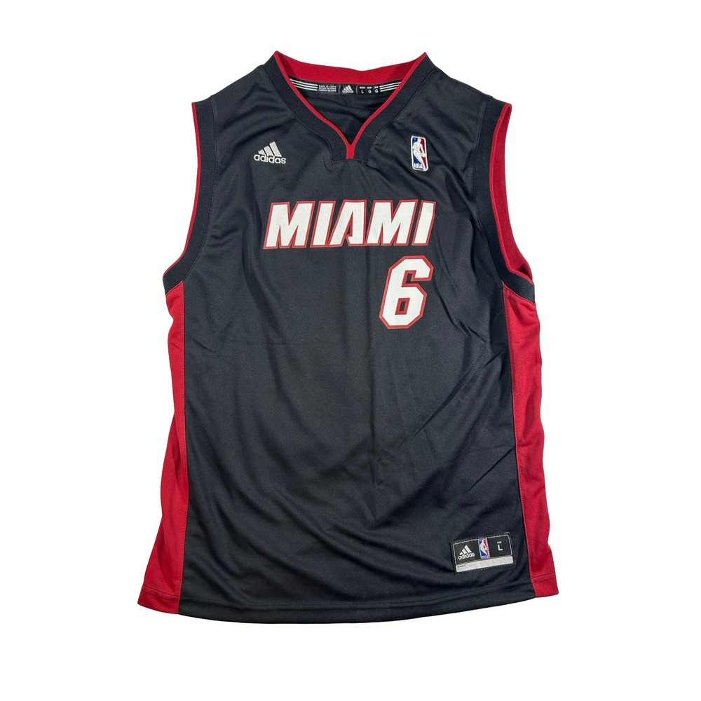 Adidas NBA Miami Heat LeBron James 6 Jersey Black Red Mens Large L
